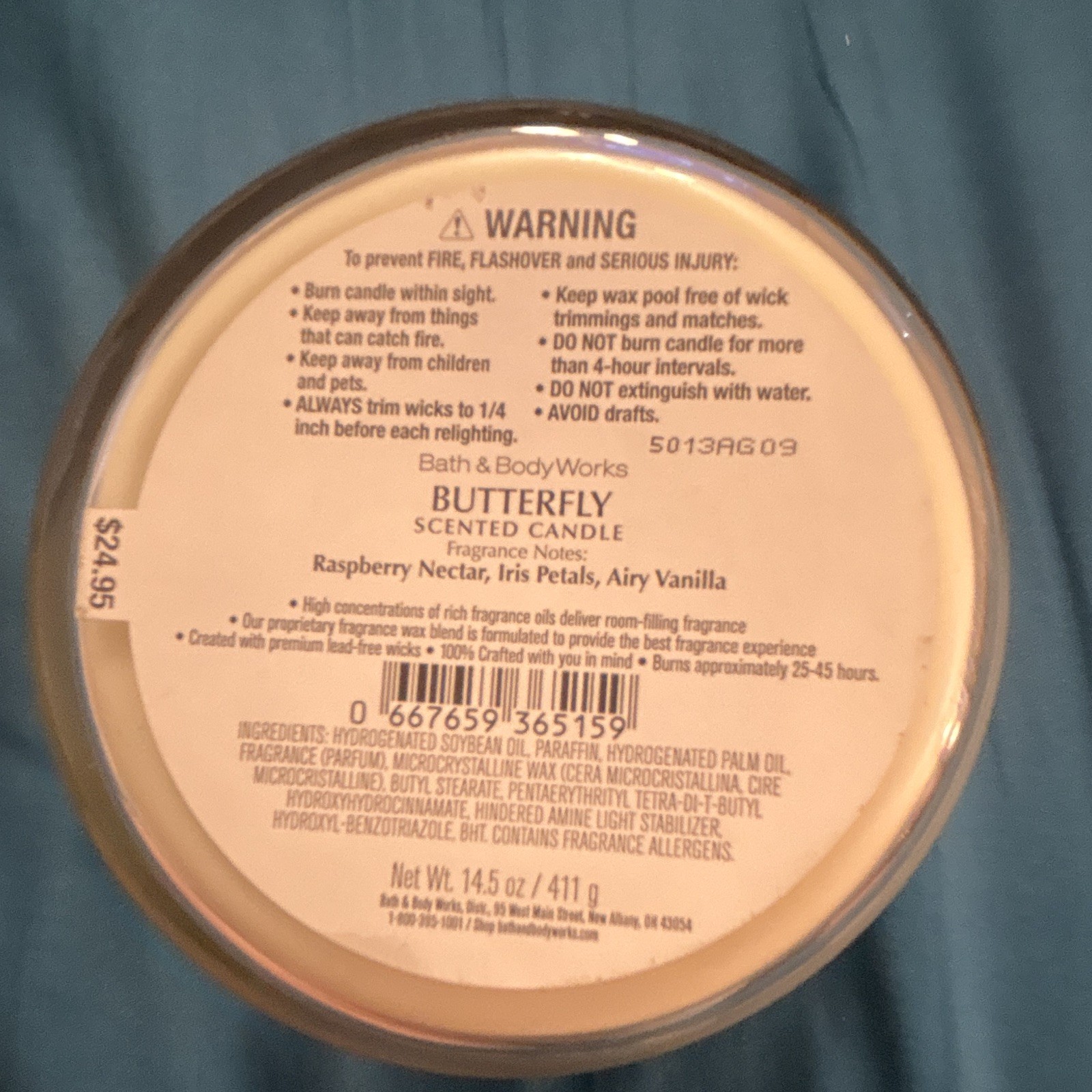 Bath & Body Works Butterfly Scented 14.5 oz Soy Wax Blend Glass Jar Candle
