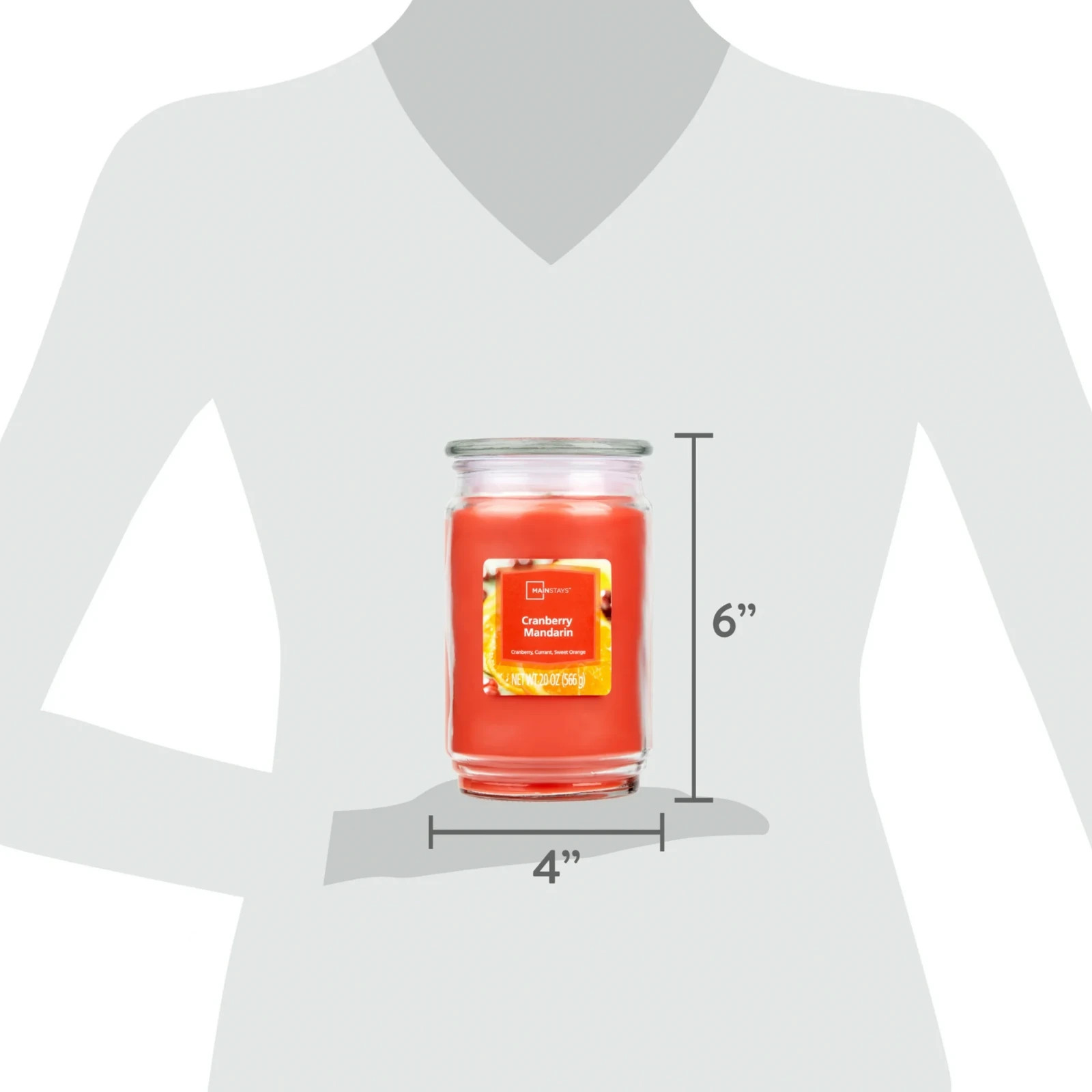 Mainstays Single-Wick Scented Glass Jar Candle, Cranberry Mandarin, 20oz.