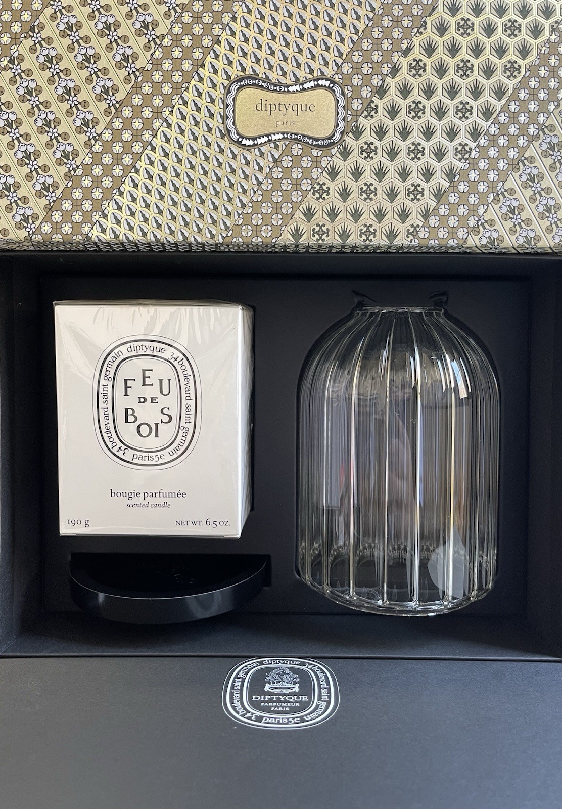 Diptyque Legenre du NORD – Candle Holder And Wood Fire Candle Set 190g / 6.5 Oz
