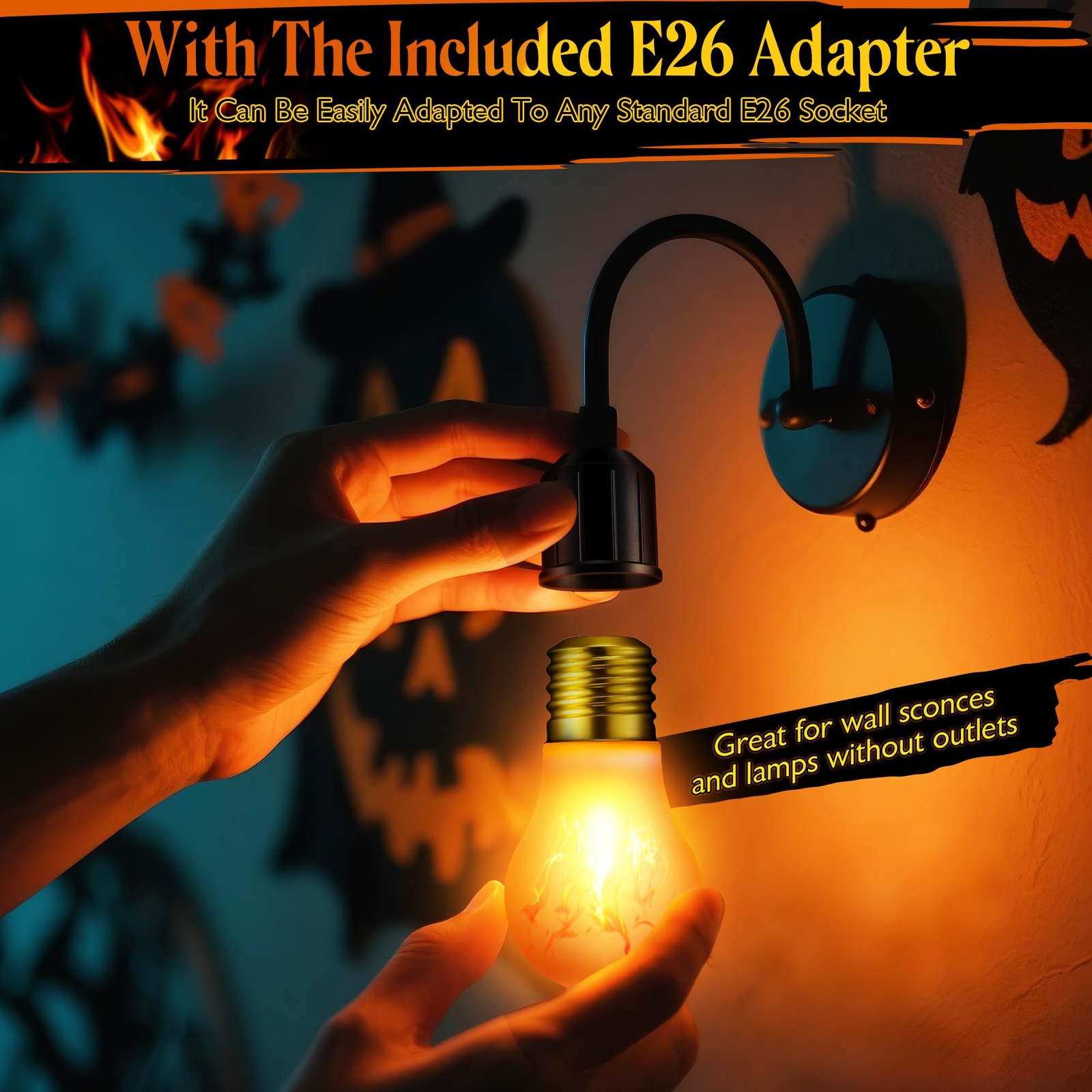 2 Pack Rechargeable Flame Light Bulbs – Wireless A19 Flickering Fire Bulb for…