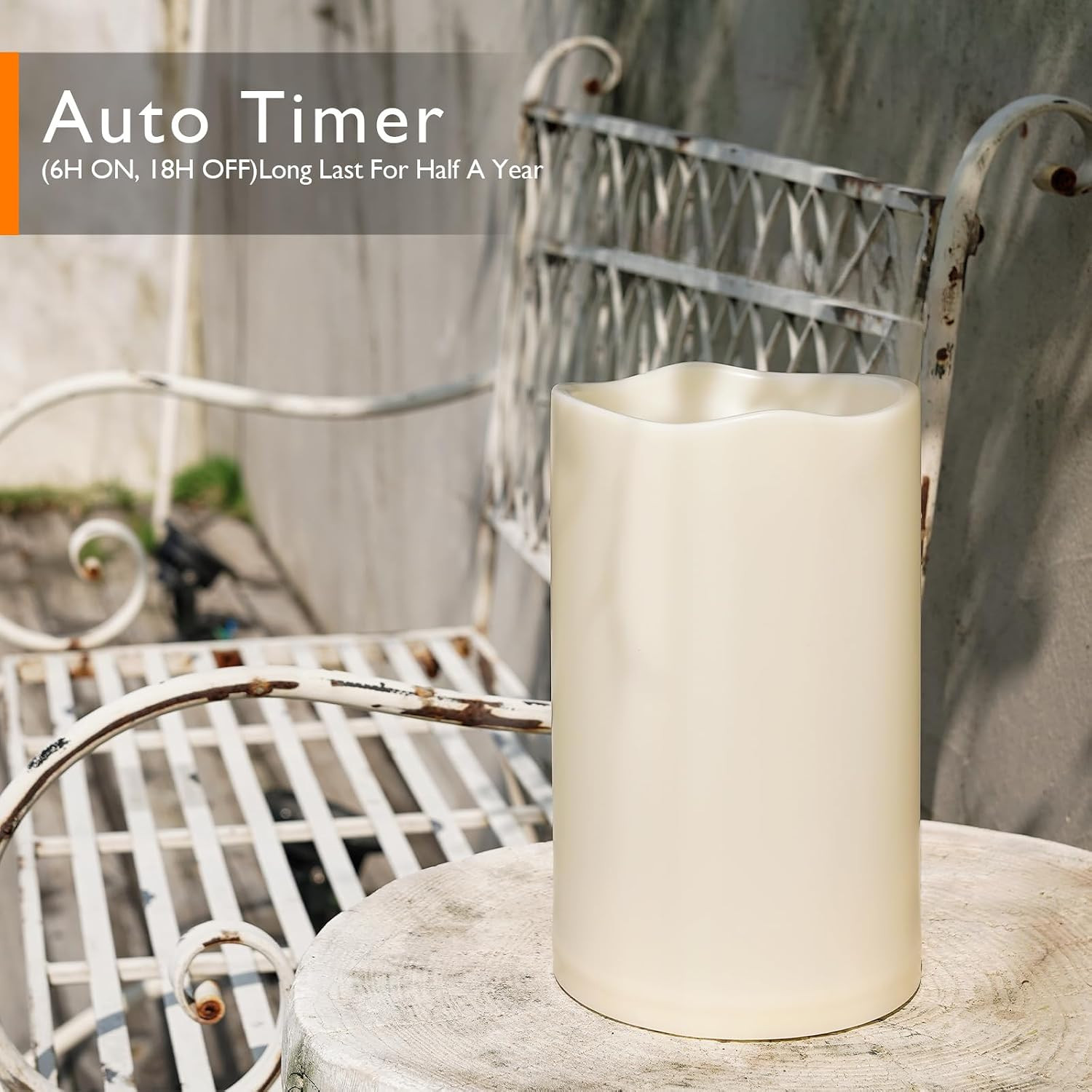 6″ X 9″ Extra Large Outdoor Waterproof Candle with Auto 6-Hour Timer, No Remote,