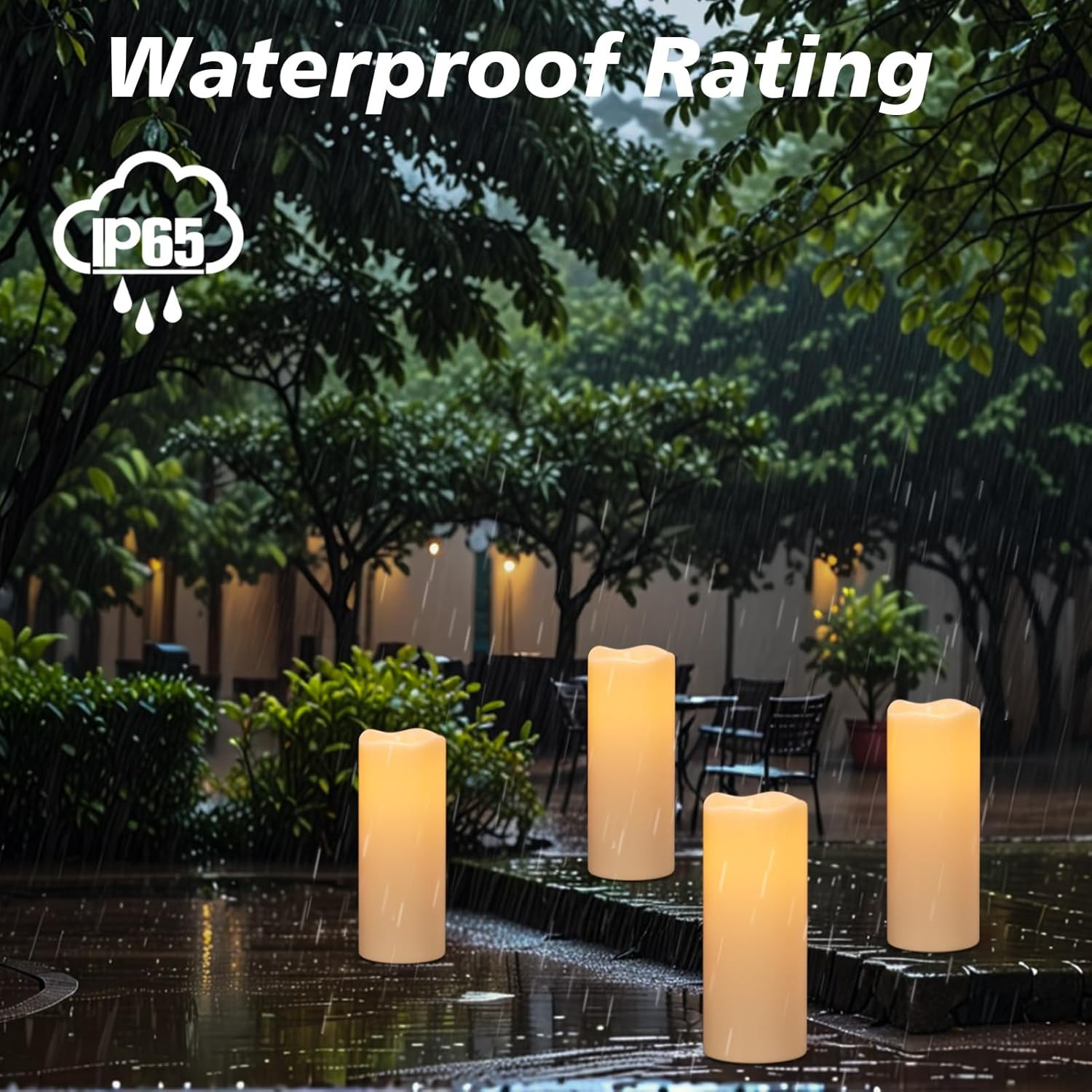 Large Solar Powered Candles, Outdoor Rechargeable Flameless Candles, Waterproof