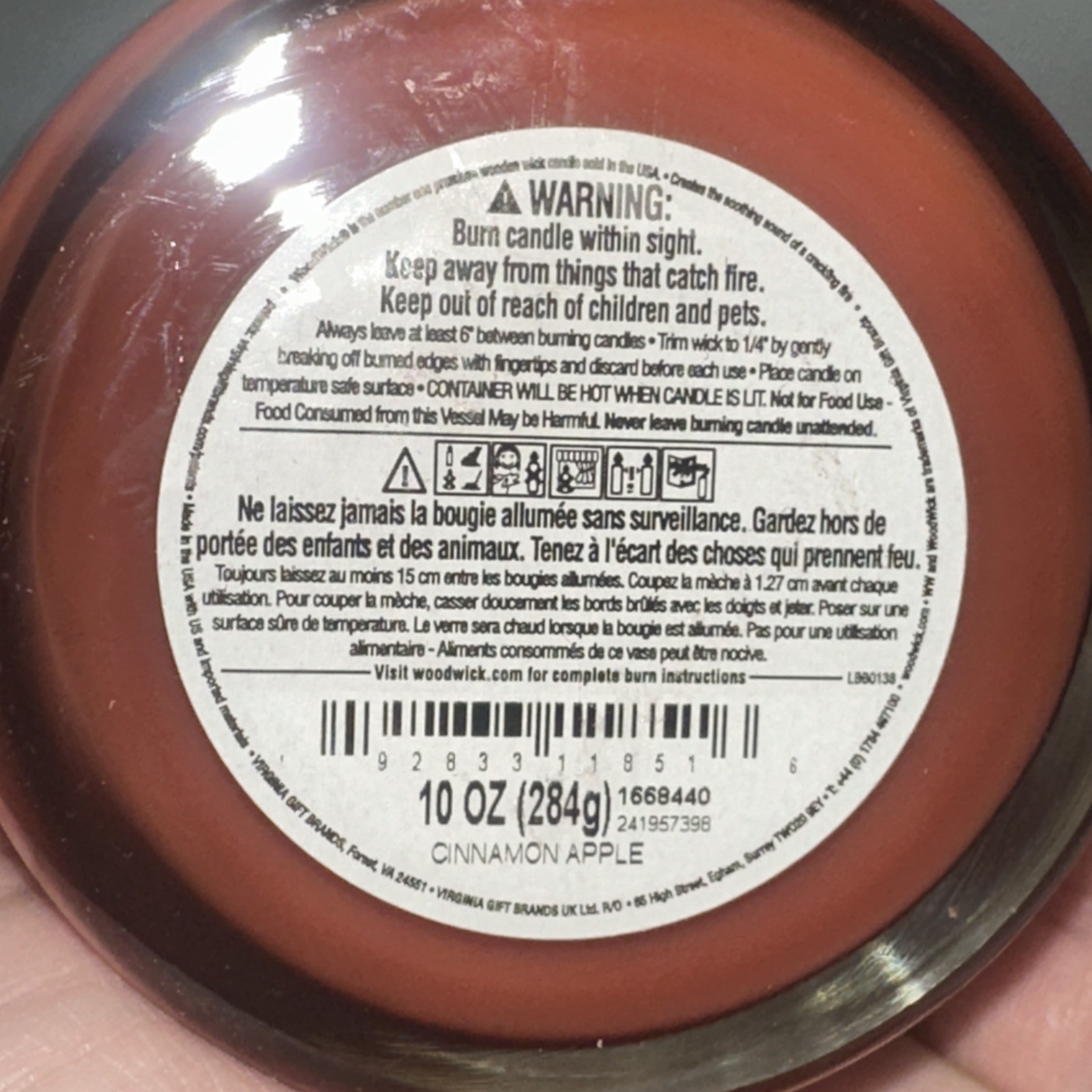 2 PACK–Nature’s Wick by WoodWick CINNAMON & APPLE Scented Candles 10oz Crackles