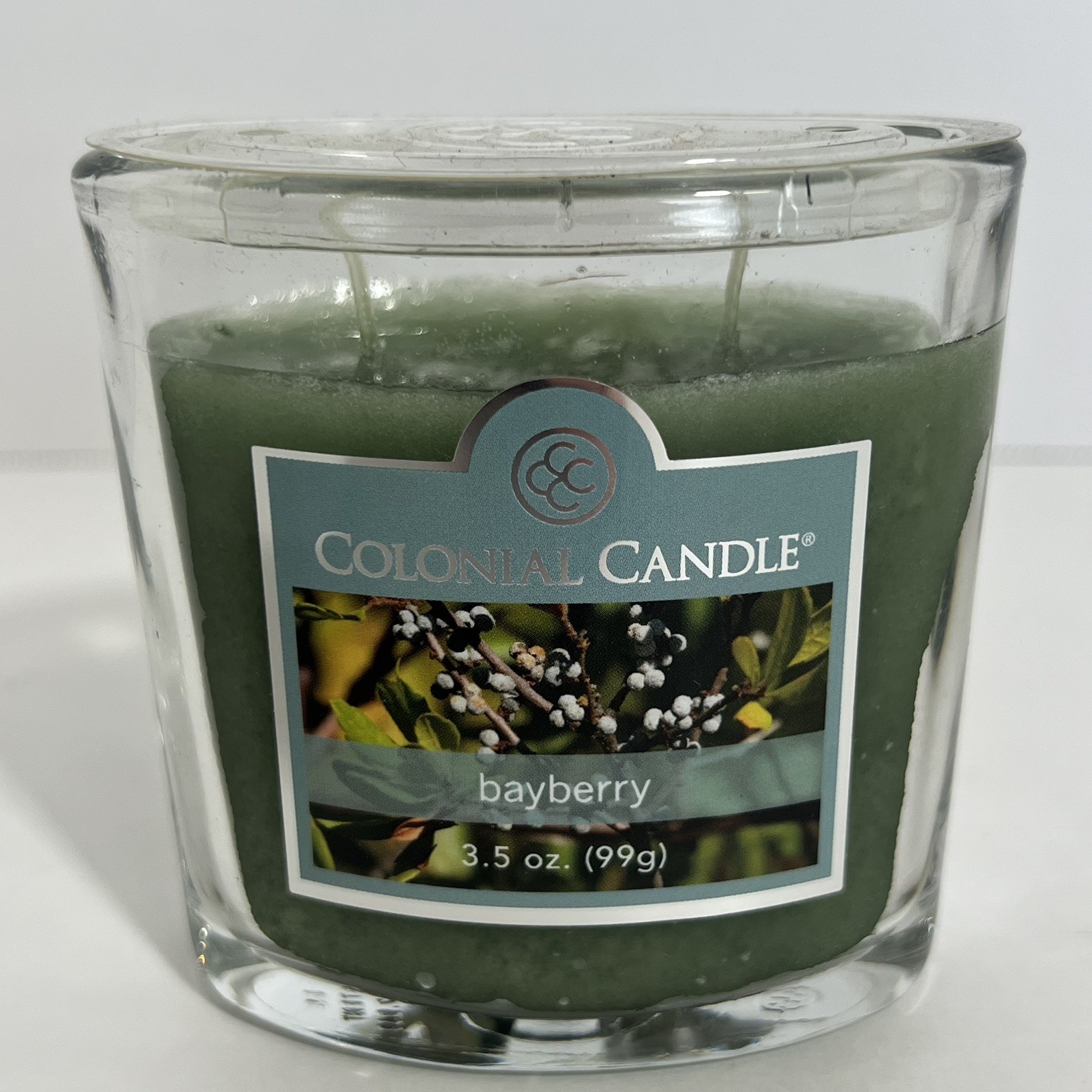 NEW 3.5 oz Green Bayberry Scent Jar Candle 2 Wick Mottled Wax Candle Home Scent