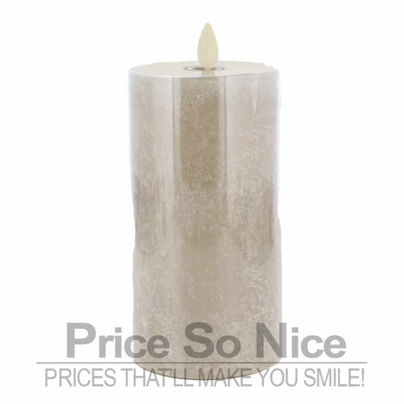 POTTERY BARN FLICKERING FLAMELESS PILLAR CANDLE – DOVE- 3X6″