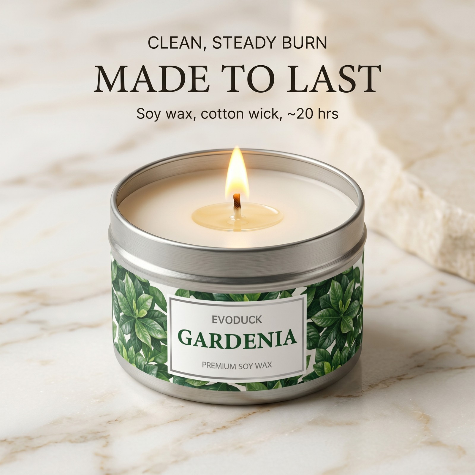2 Pack Gardenia Scented Candle Soy Floral Home Fragrance Gift for Her Aroma