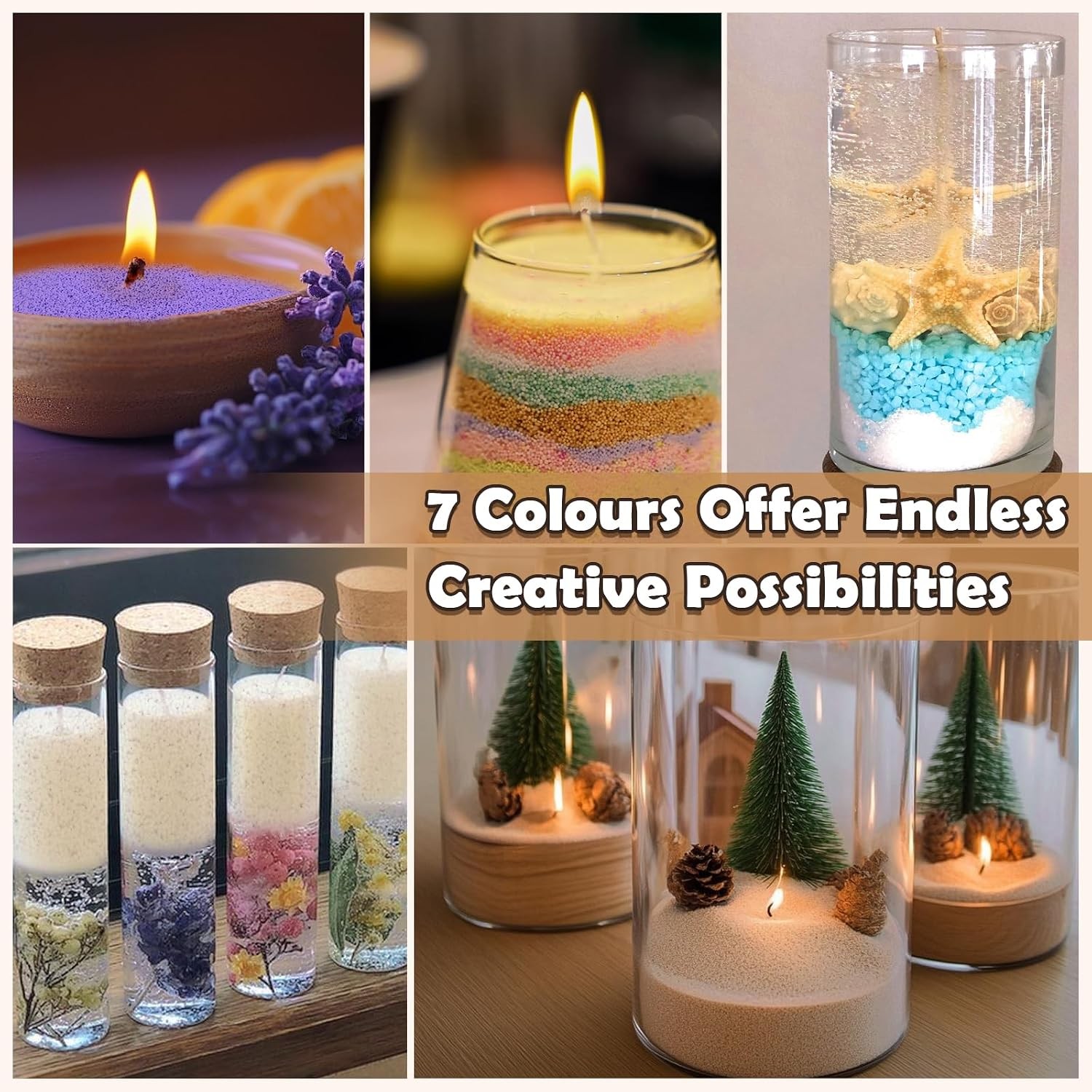 Pearled Candle with 15 Wicks, 2.42 Lb Scented Candle Sand, 7 Colors Sand Wax DIY
