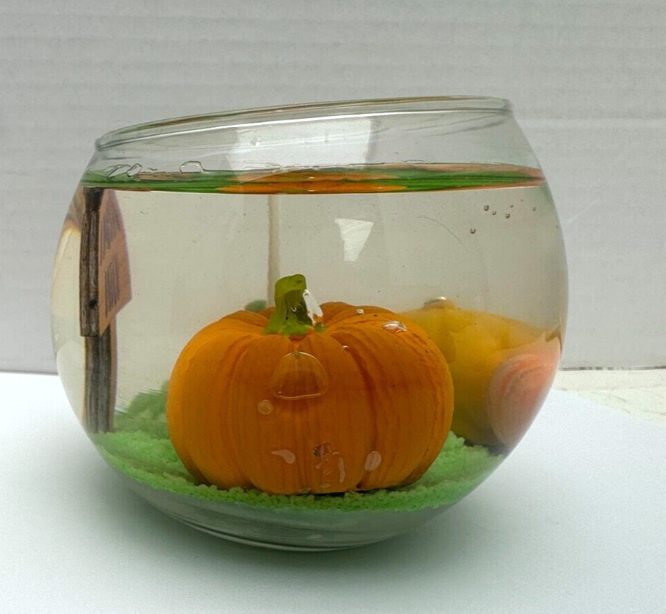 Fall Pumpkin Patch Gel Wax Glass Round Scented Candle Glow Bowl Halloween