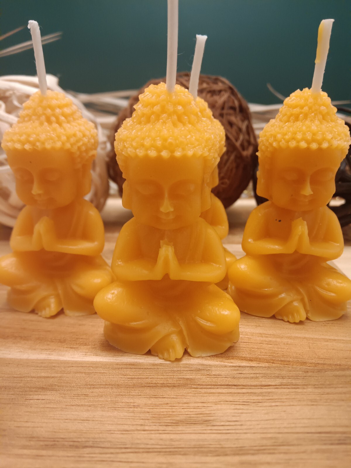 Buddha Candle Set – 3 PCS, Handmade in USA, 100% Beeswax, Organic & Meditation.