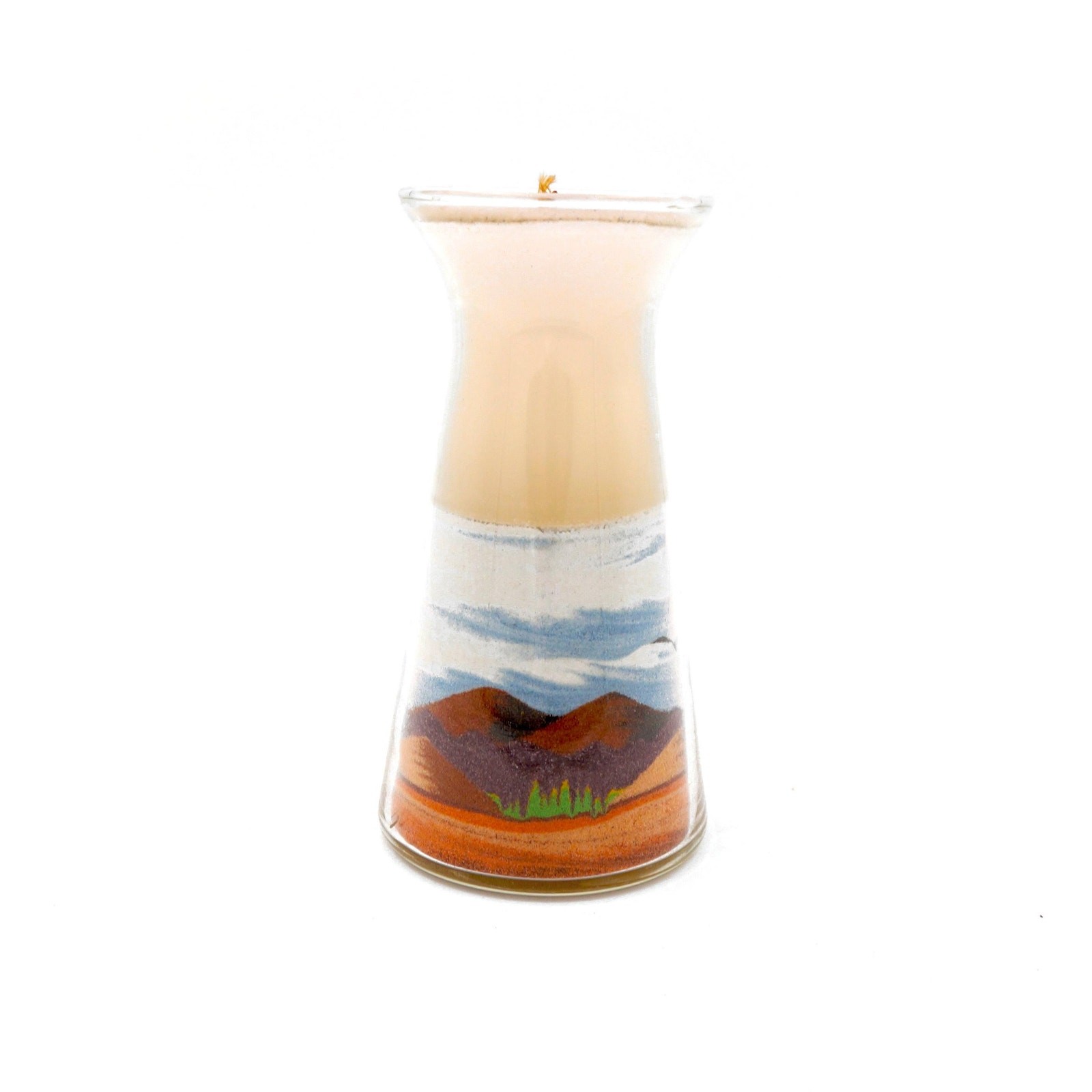 Vtg Colored Sand Art Candle Glass Bottle Brookline Creations Sandpainting Unused