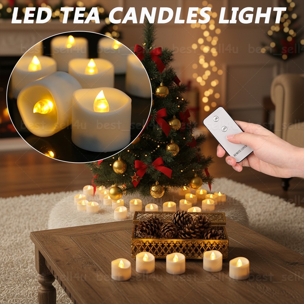 24pcs Flickering LED Tea Lights Candle Lamp Battery Operated with Remote Control