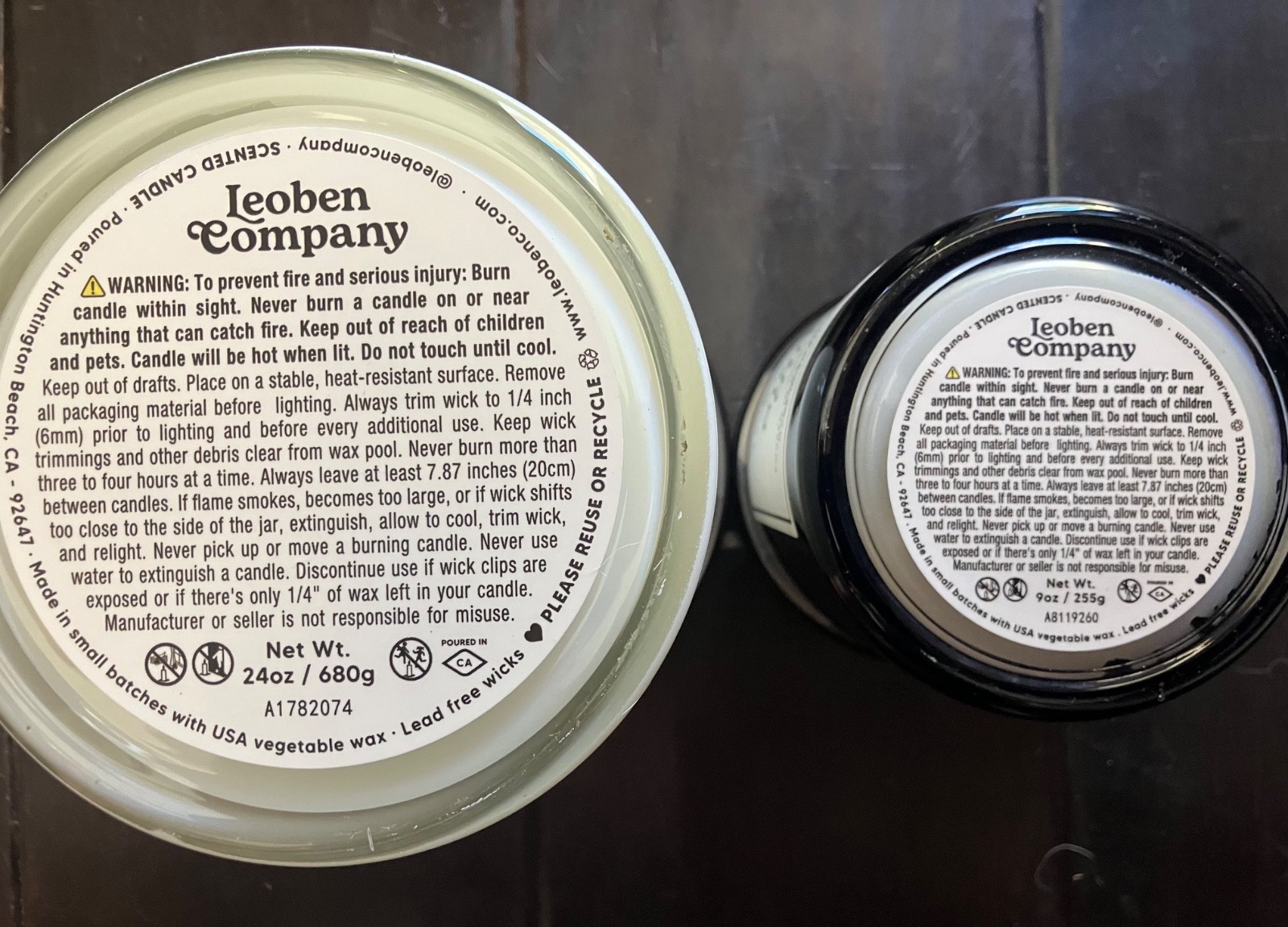 (2x Pack) BIG 3-wick, 24oz & 9oz LEOBEN CO Candle Man Cave & Night Out Soy Wax