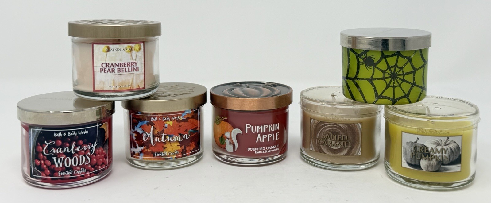 Bath & Body Works Fall Mini Candle Lot- Cranberry Woods, Spiced Cider, Autumn