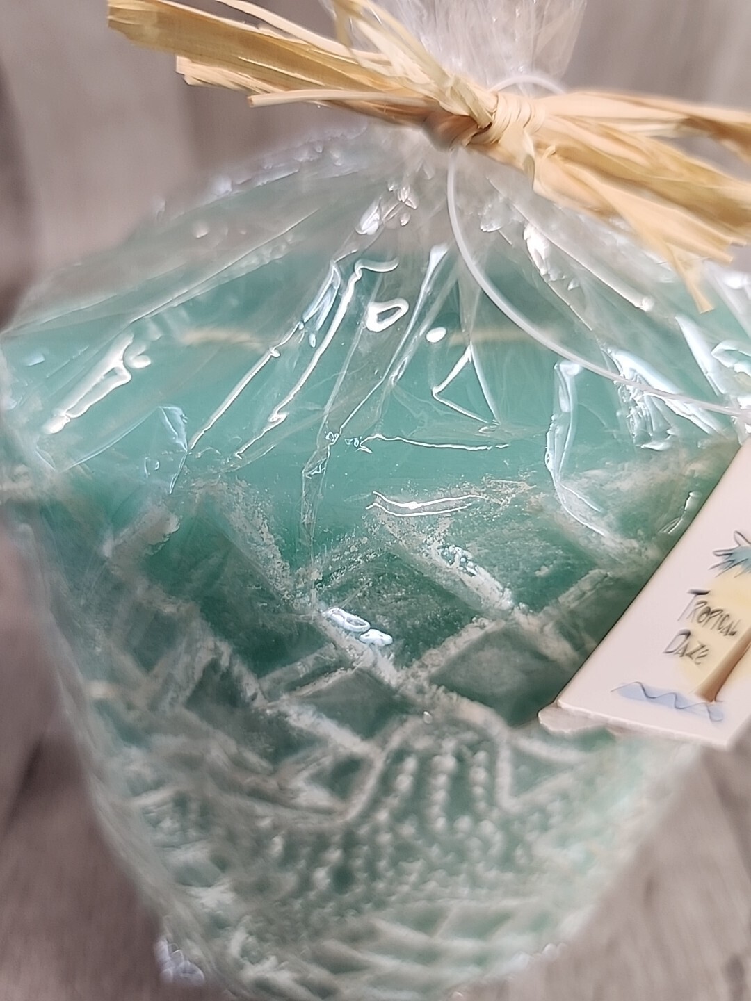 Ocean-Themed Blue Starfish & Shell Pillar Candle 2-wick Tropical Daze 6″