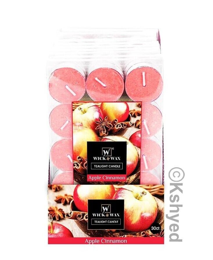 30 PCS Apple Cinnamon Tealights Candles Highly Scented Bulk 2.5 Hours Burn Time