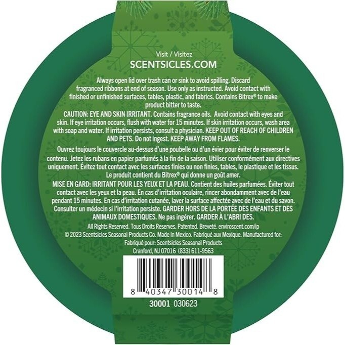 ScentSicles White Winter Fir Fragrance-Infused Paper Ribbon Flameless Scent New