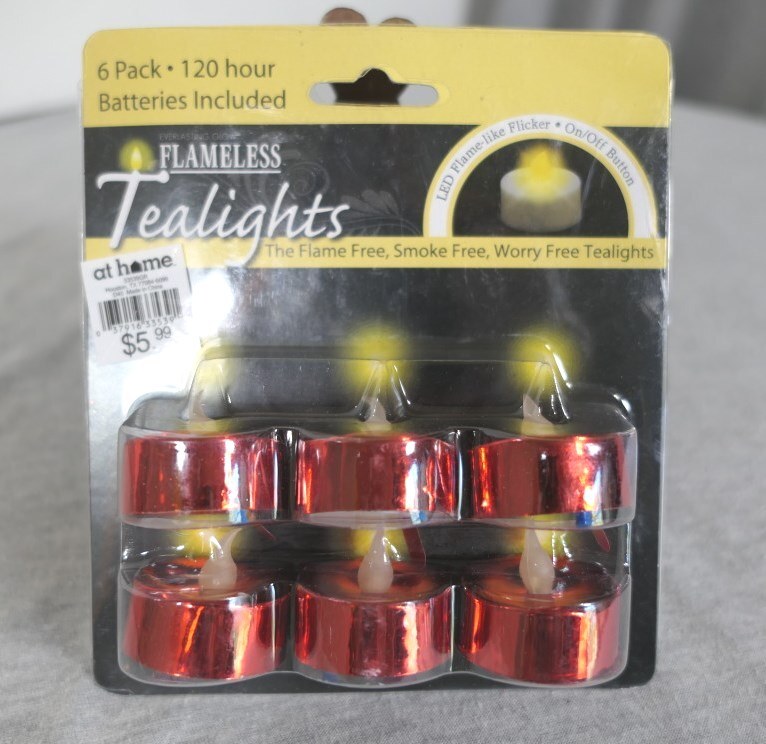 NEW 6 Pack CR2032 120 Hour Battery Flameless Red LED Candles Tealights