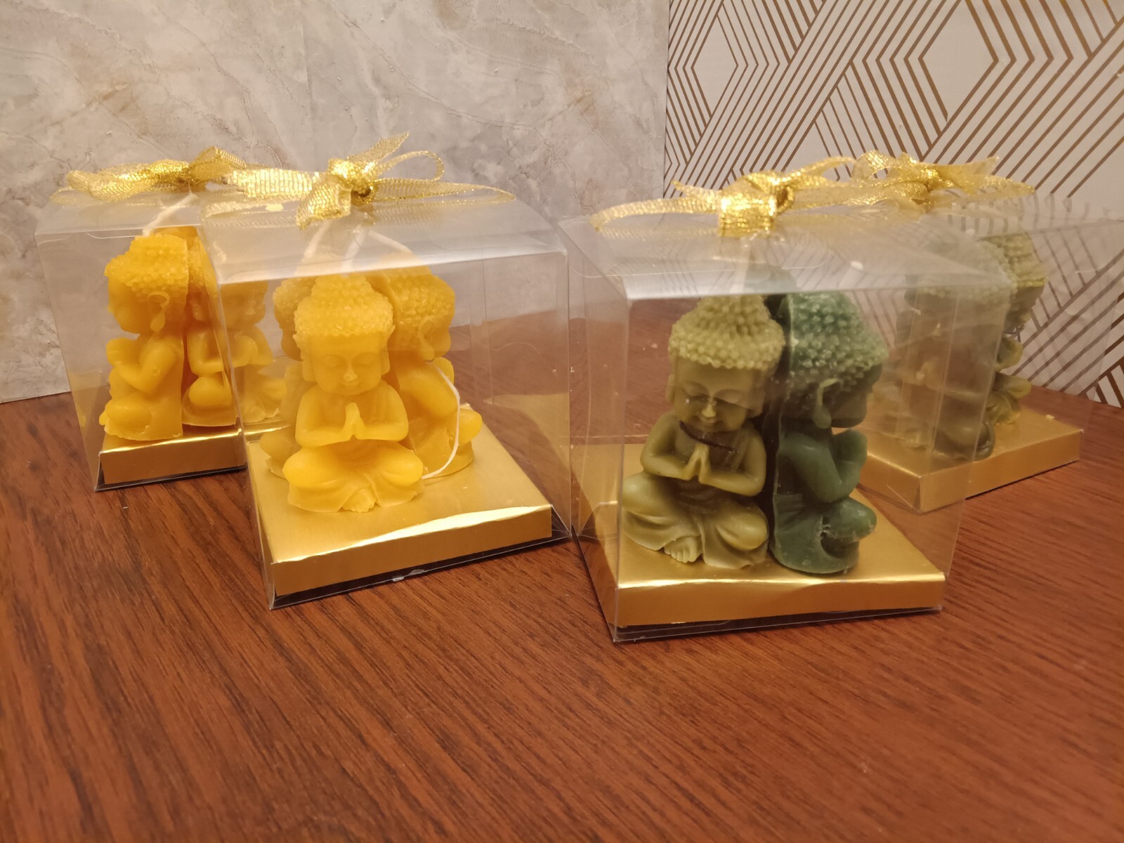 Buddha Candle Set – 3 PCS, Handmade in USA, 100% Beeswax, Organic & Meditation.