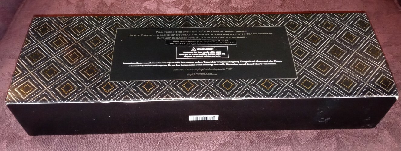 Archipelago Fragrance Candle Set- 5 Votives Black Forest Burns 16 hours each NEW
