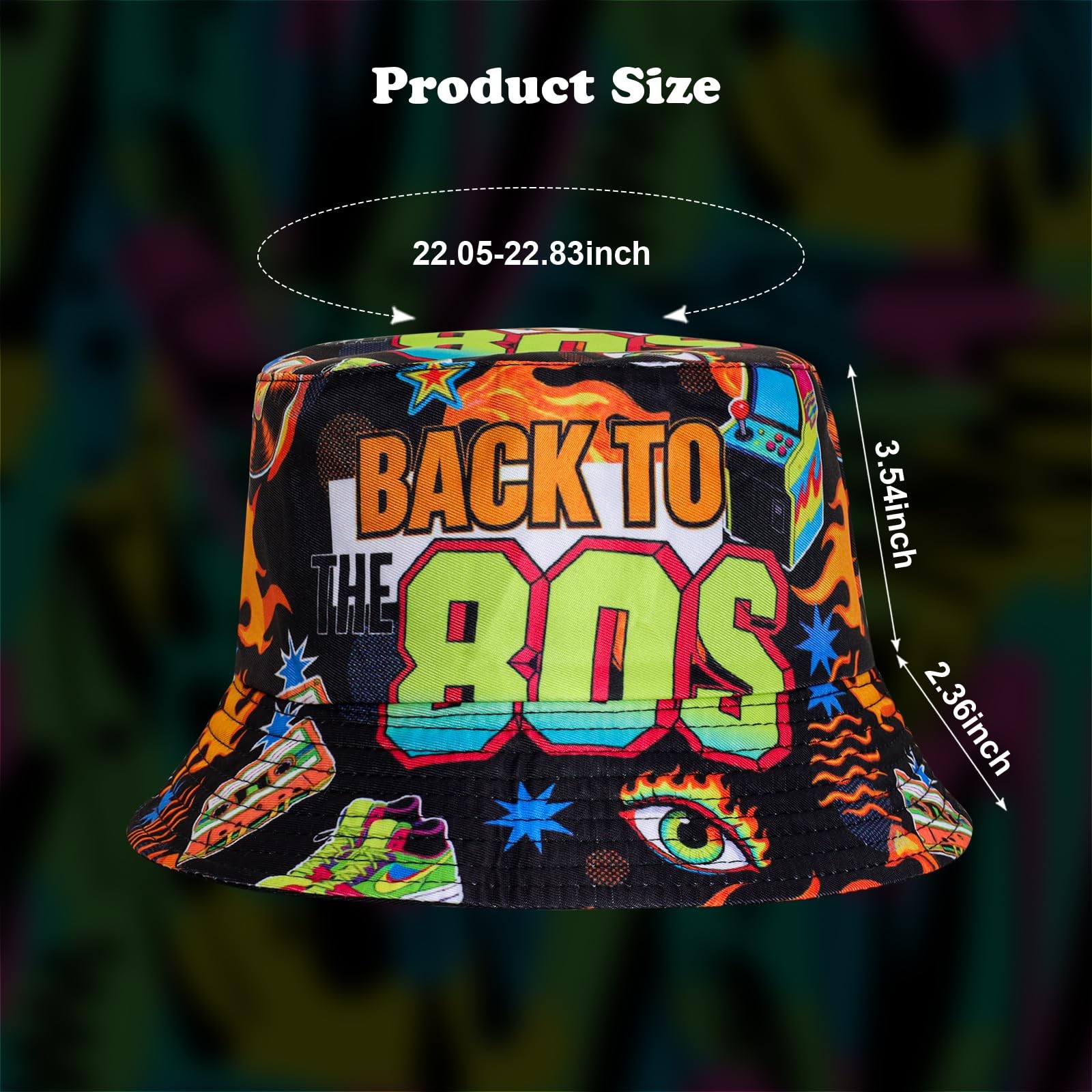 Retro 80s Bucket-Hat Fishing-Hat for Men Women Rave Party Accessories Hat for…