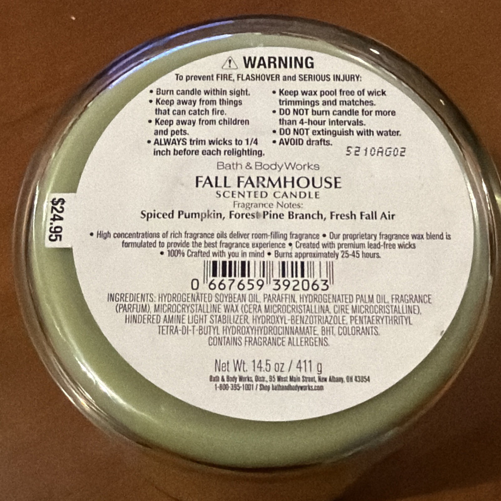 Bath & Body Works FALL FARMHOUSE Scented 3 Wick CANDLE 25-45 Hrs Soy Wax 14.5oz