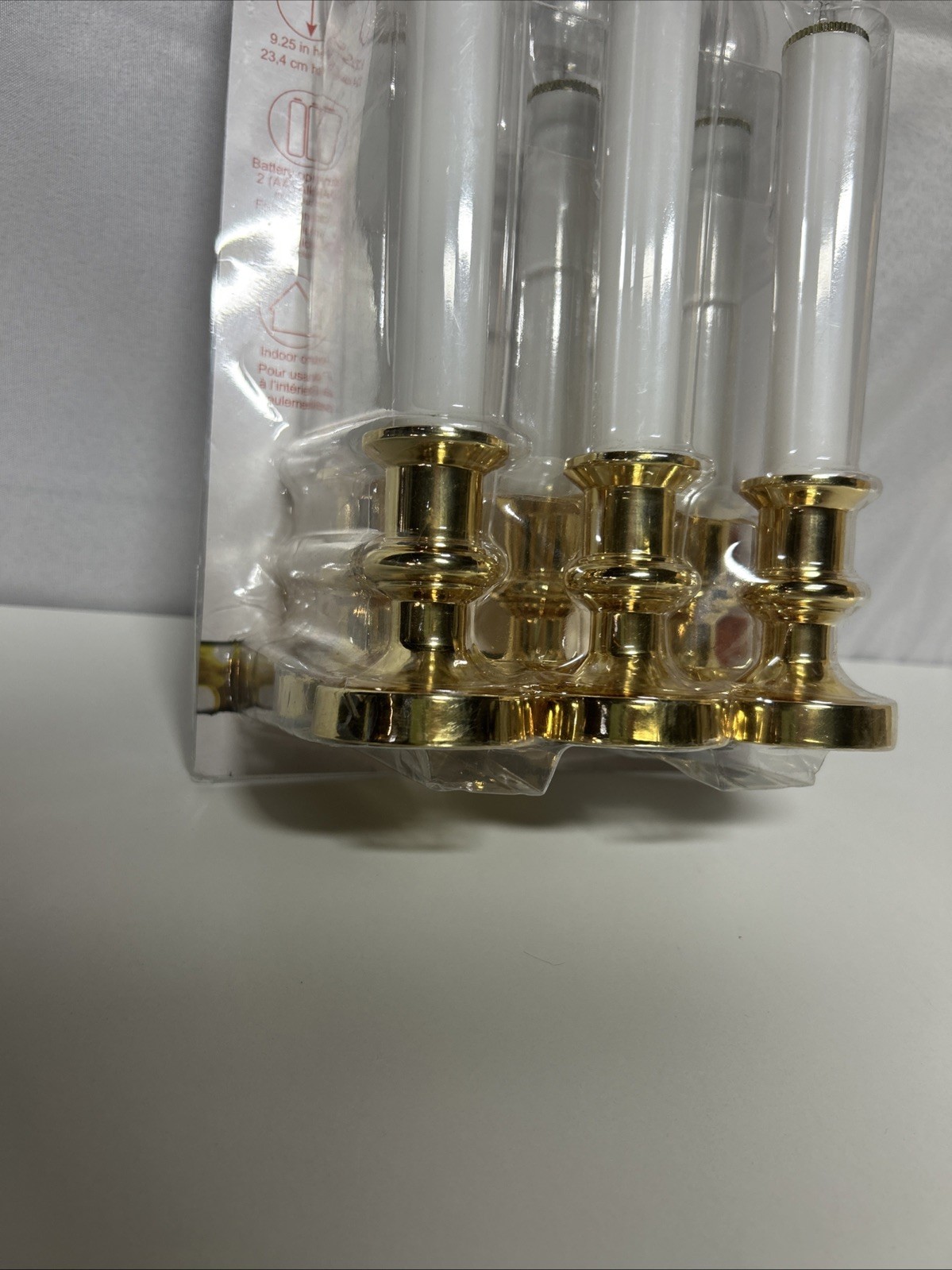 Pack Of 6- GE Window Candle Christmas White Lights, NEW AA Battery 9” Gold Decor