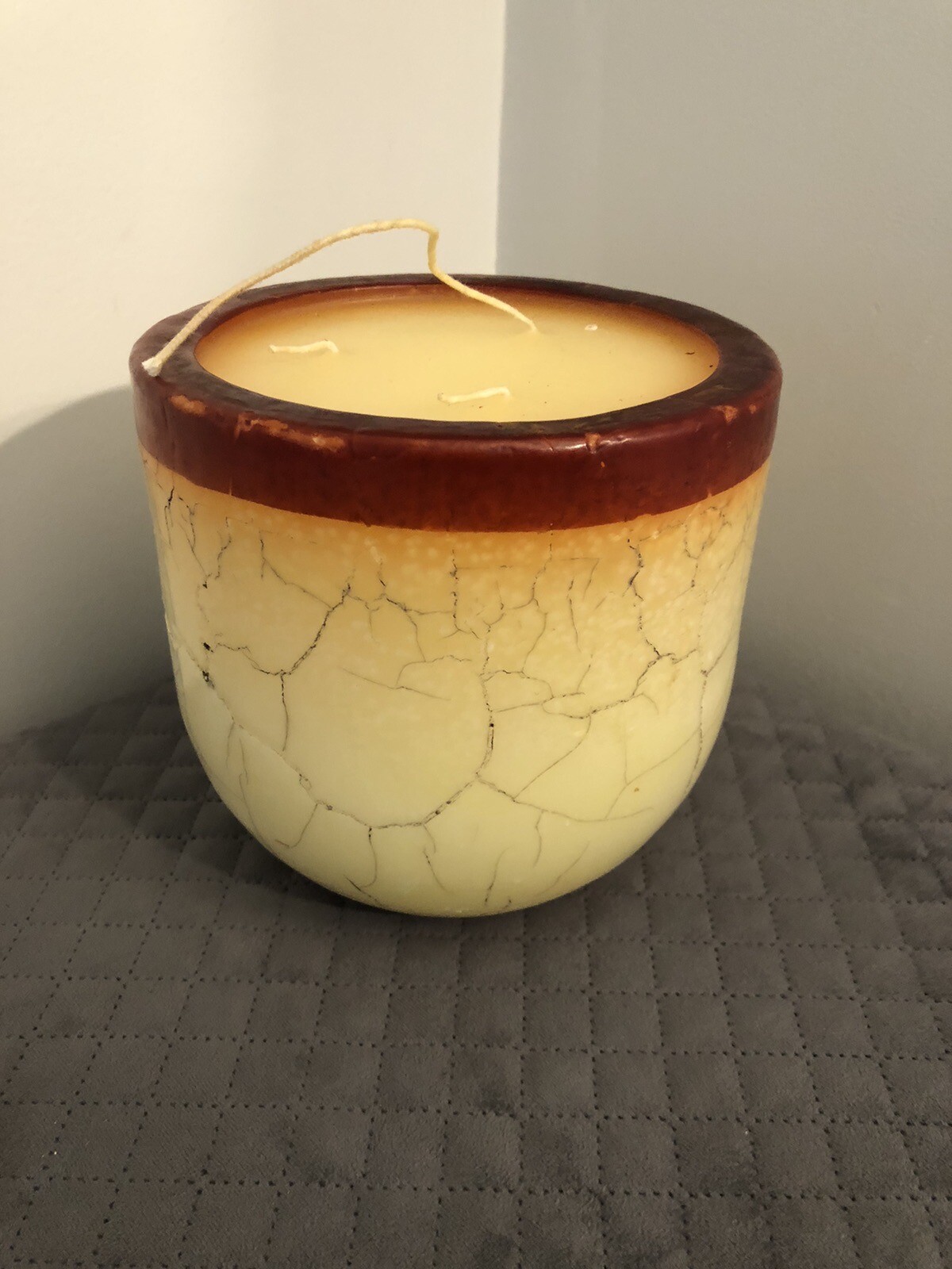 Goblet Marble Big Candle 3 Wick 6” X 6” Decor 5 Lbs B Not Burned Thailand B2