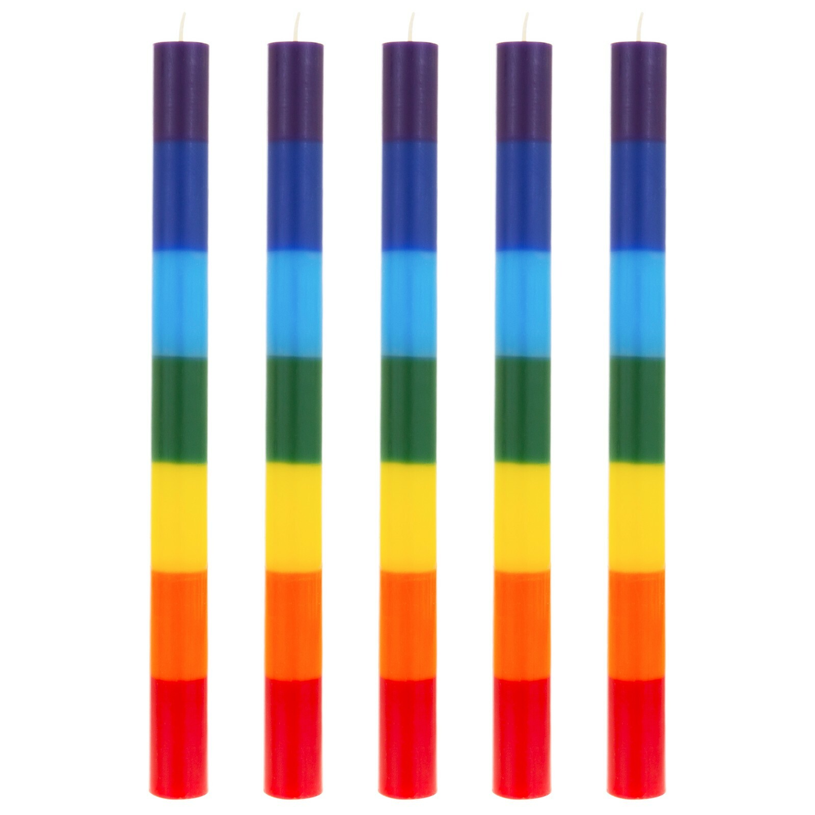 Mega Candles – Unscented 12″x 1″ Multi Color Chakra Round Taper Candle Set of 5