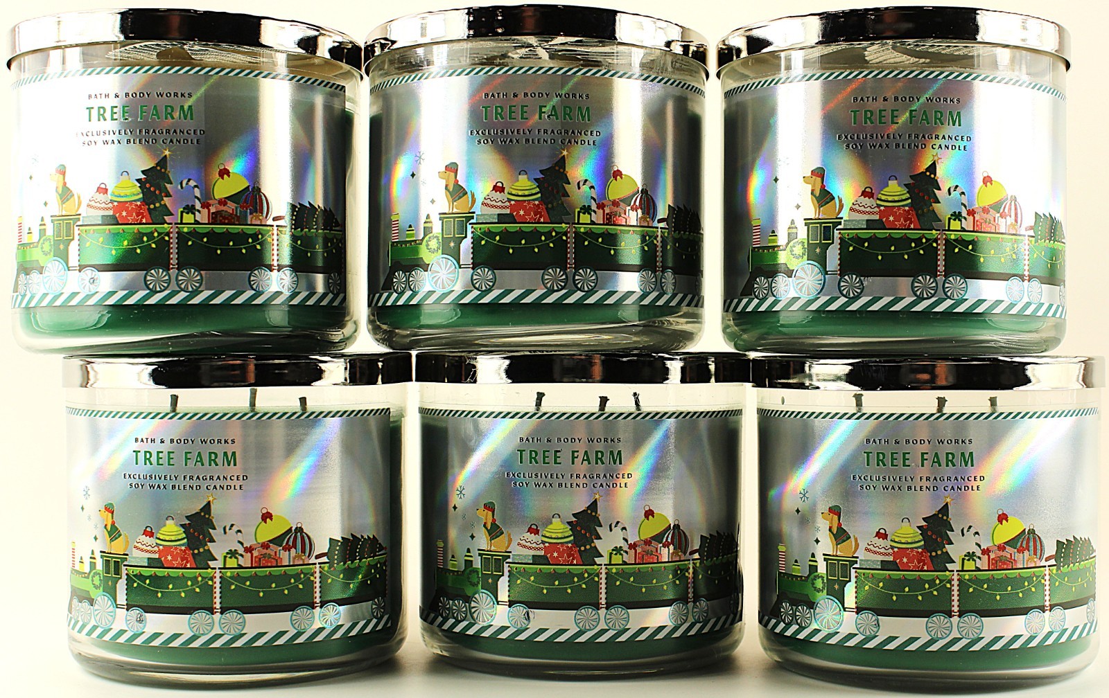 QTY 6 – Bath & Body Works White Barn TREE FARM 3-Wick 14.5Oz Scented Candle