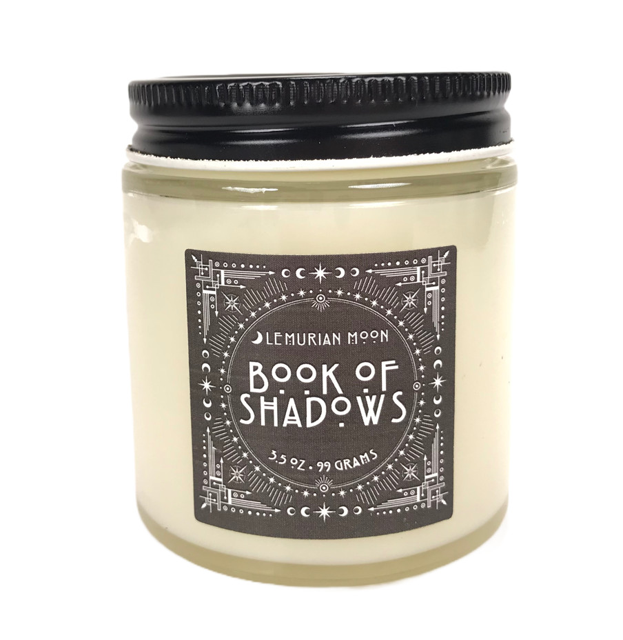 Book of Shadows Scented Wood Wick Candle, Antique Papers, Cedar Desks, Vanilla