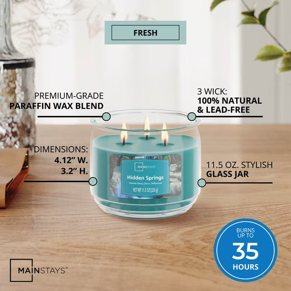 2 Pack 3-Wick Scented Glass Jar Candle, 11.5 oz Each Free Shipping in 2 Days..