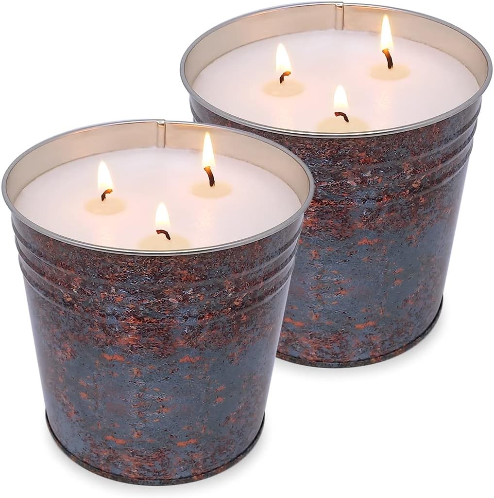 2 Packs Citronella Candle Outdoor Indoor, Large 3-Wick Bucket Candle for Summer,