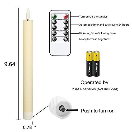 Set of 2, 8″ Luminara Real Wax Flameless Taper Candles Moving Wick Ivory Weddin