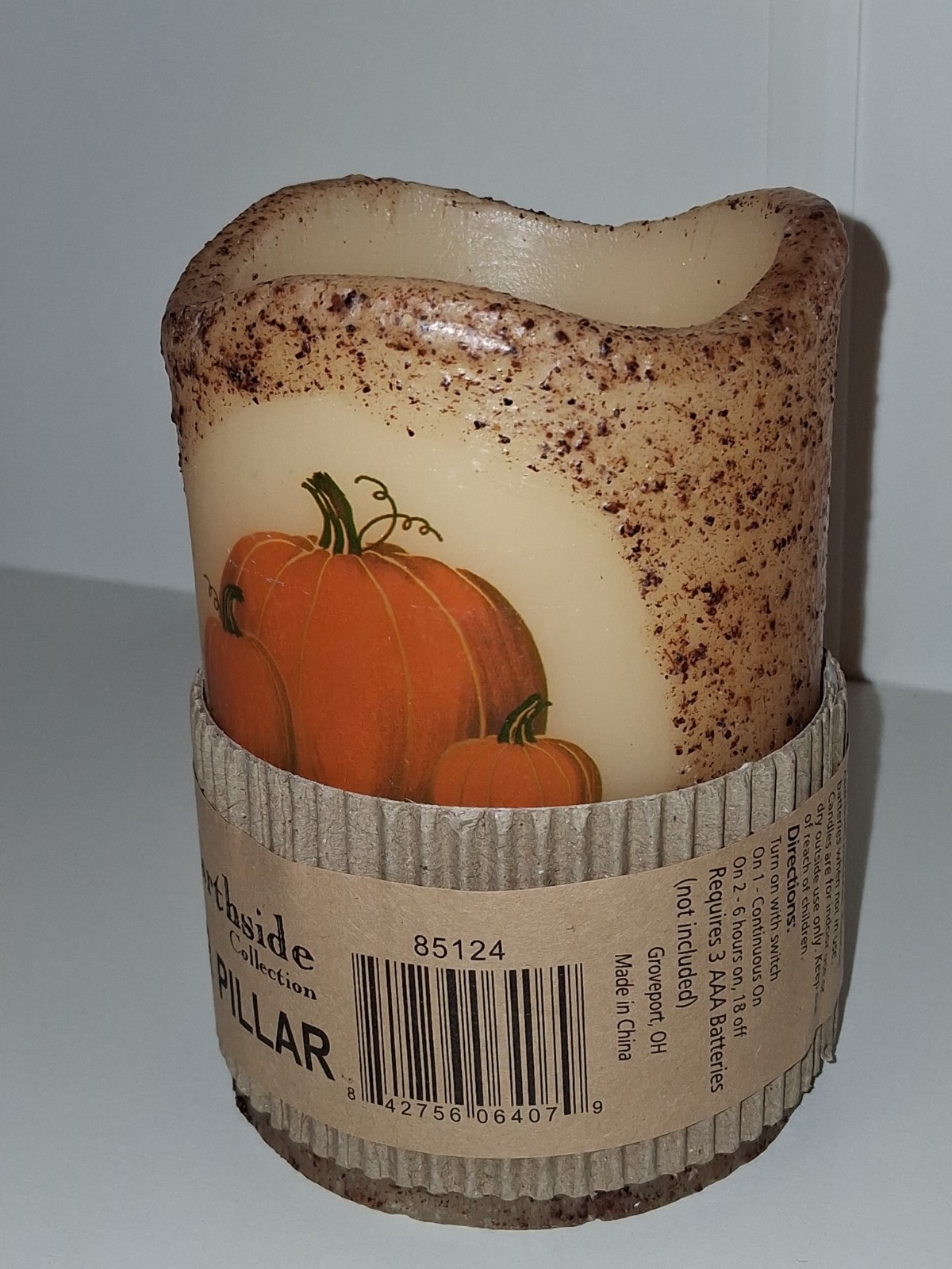 The HEARTHSIDE COLLECTION NEW Pumpkin LED Wax Pillar Candle w/ Timer, AAA 5×3