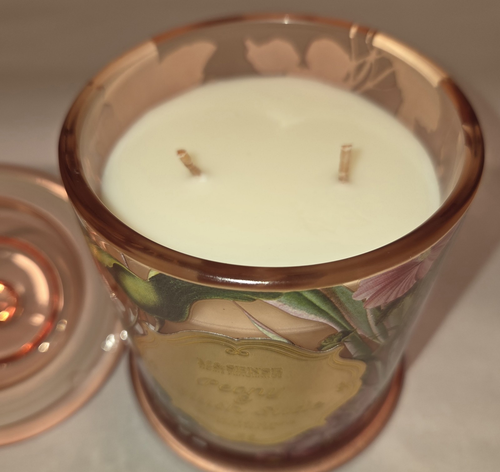 M&SENSE Peony Candle Jar Botanical Decorative Home Scented Organic Soy 12.7oz