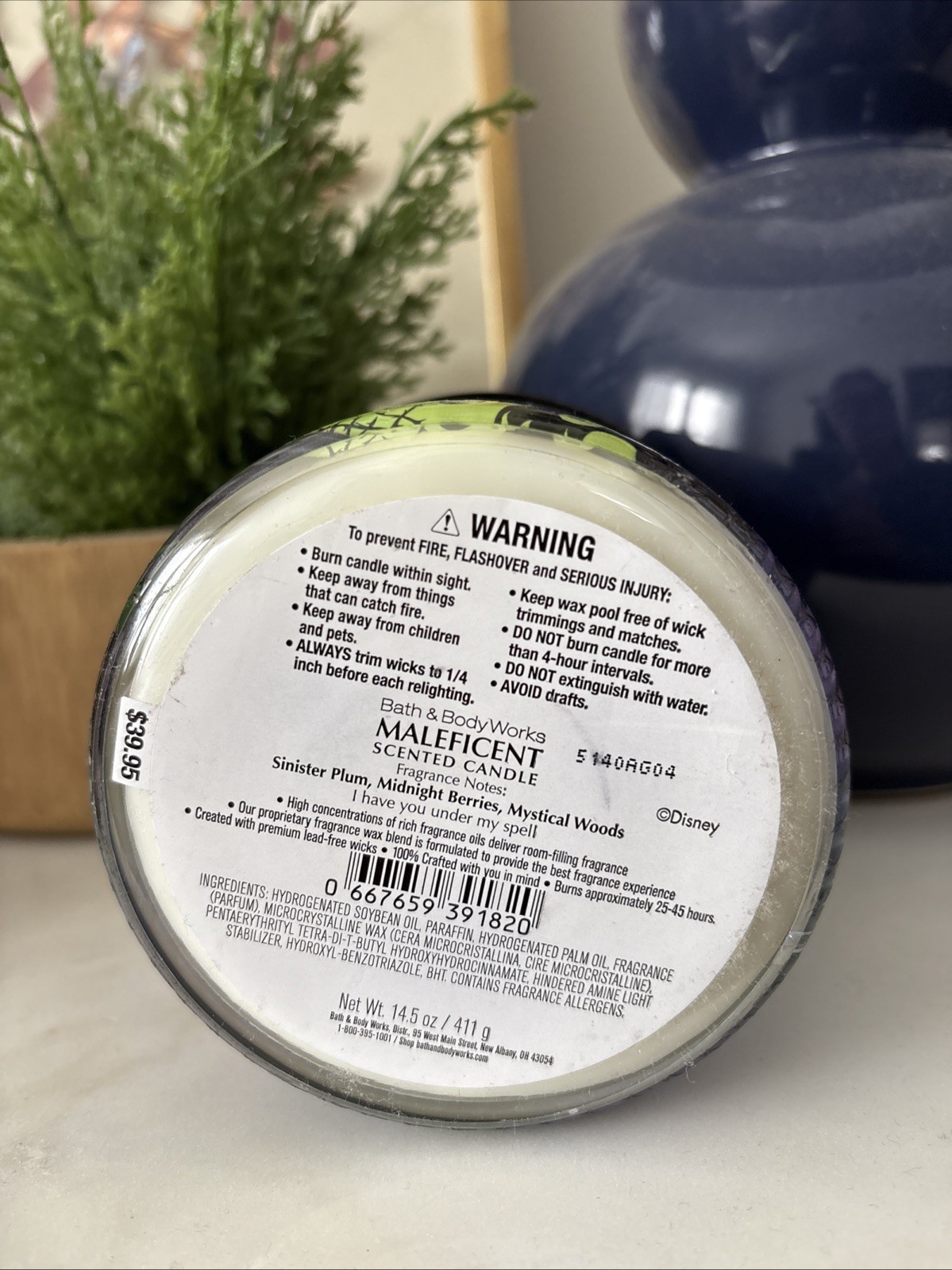 Bath & Body Works Disney Villains Maleficent 3 Wick Candle Mystical Woods NEW