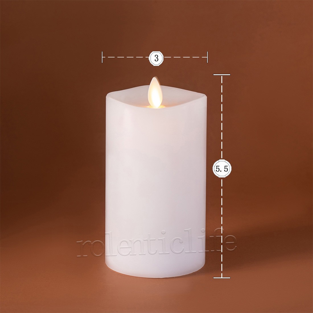 Luminara Flameless LED Moving Flame Pillar Wax Candles with Remote White Unscent