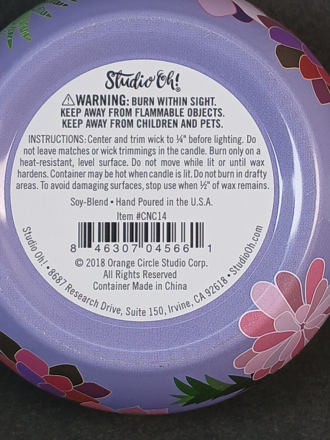 Studio OH! Soy-Blended Hand Poured Candle Jar 6.5 oz. – Orange Blossom Scent