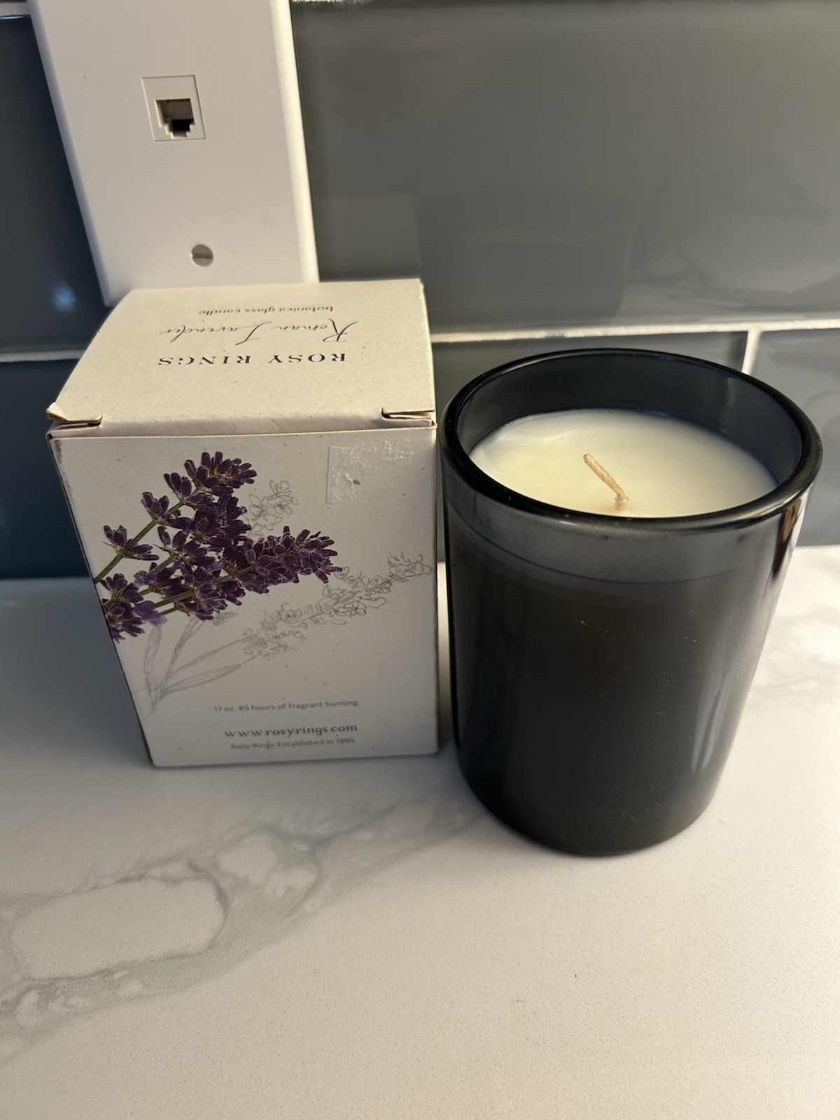 Rosy Rings Roman Lavender Botanical Glass 17oz Candle 85 Hour Burn Time