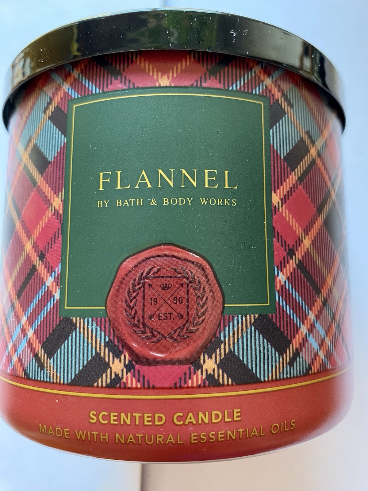 Flannel Scented Candle Bath & Body Works Tartan Glass 3-Wicks-Canada -14.5oz NEW