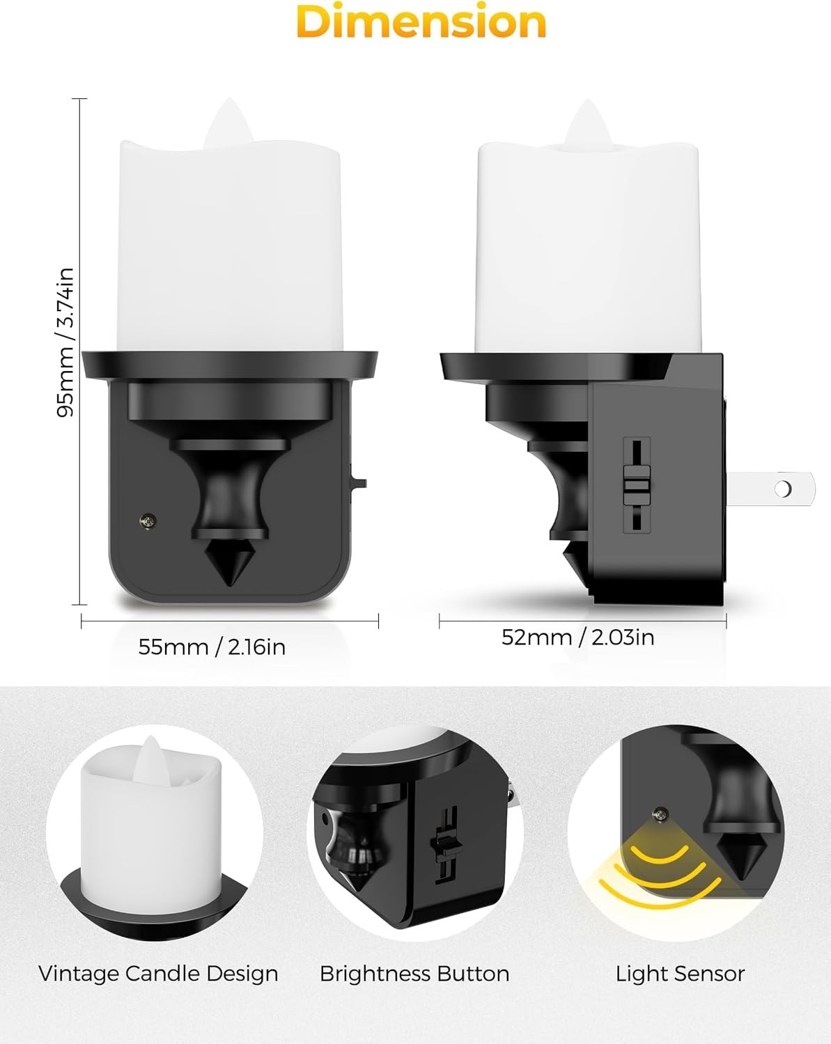 Soft White Dimmable Night Light 2 Pack – Touch Control & Energy Efficient Design