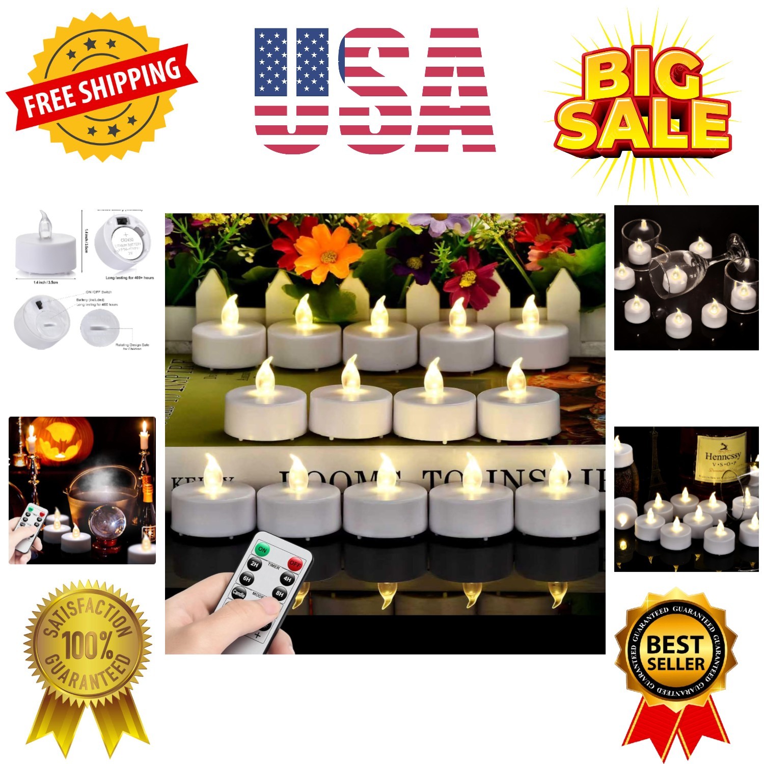 Tea Light Candles with Remote Control,Flickering Flameless LED Candle,Long La…