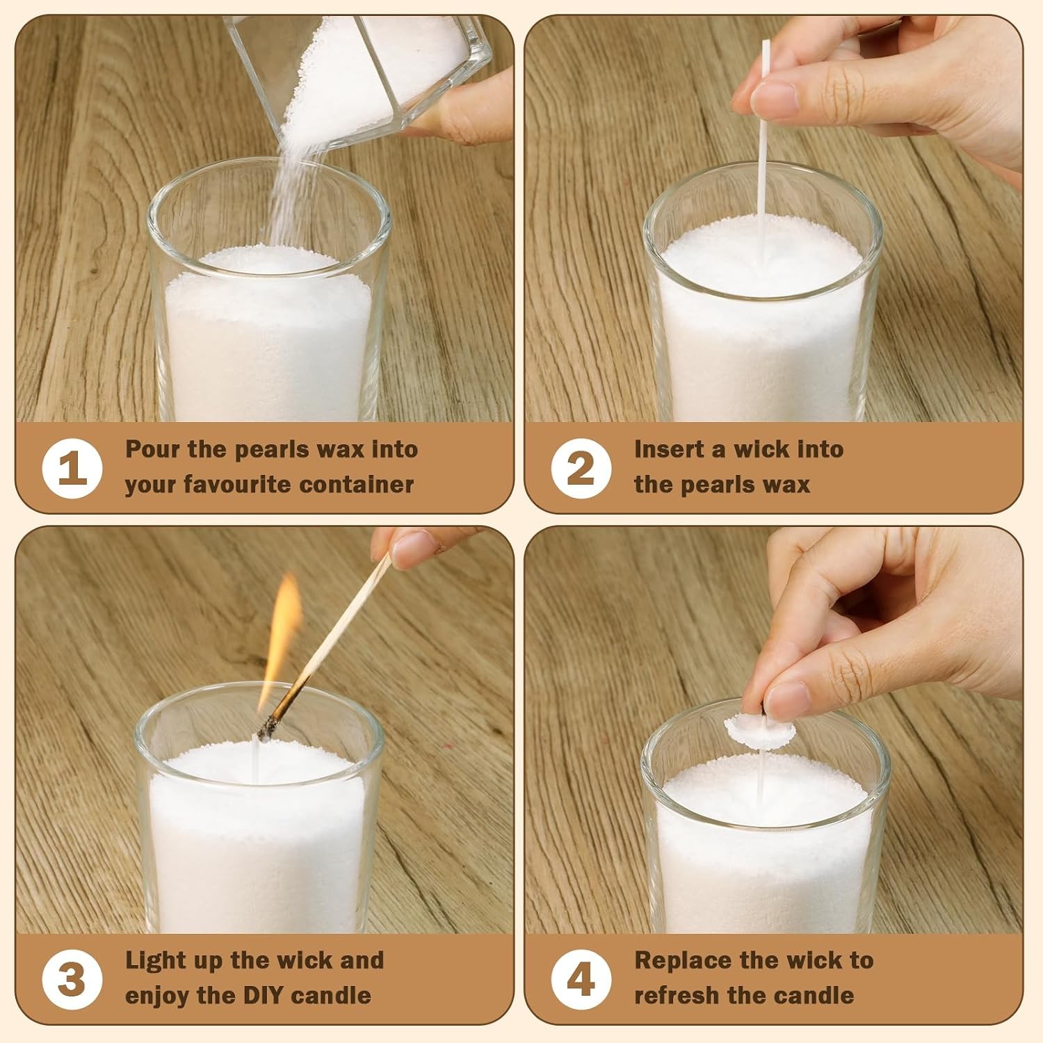 Pearled Candle with 15 Wicks, 2.42 Lb Scented Candle Sand, 7 Colors Sand Wax DIY