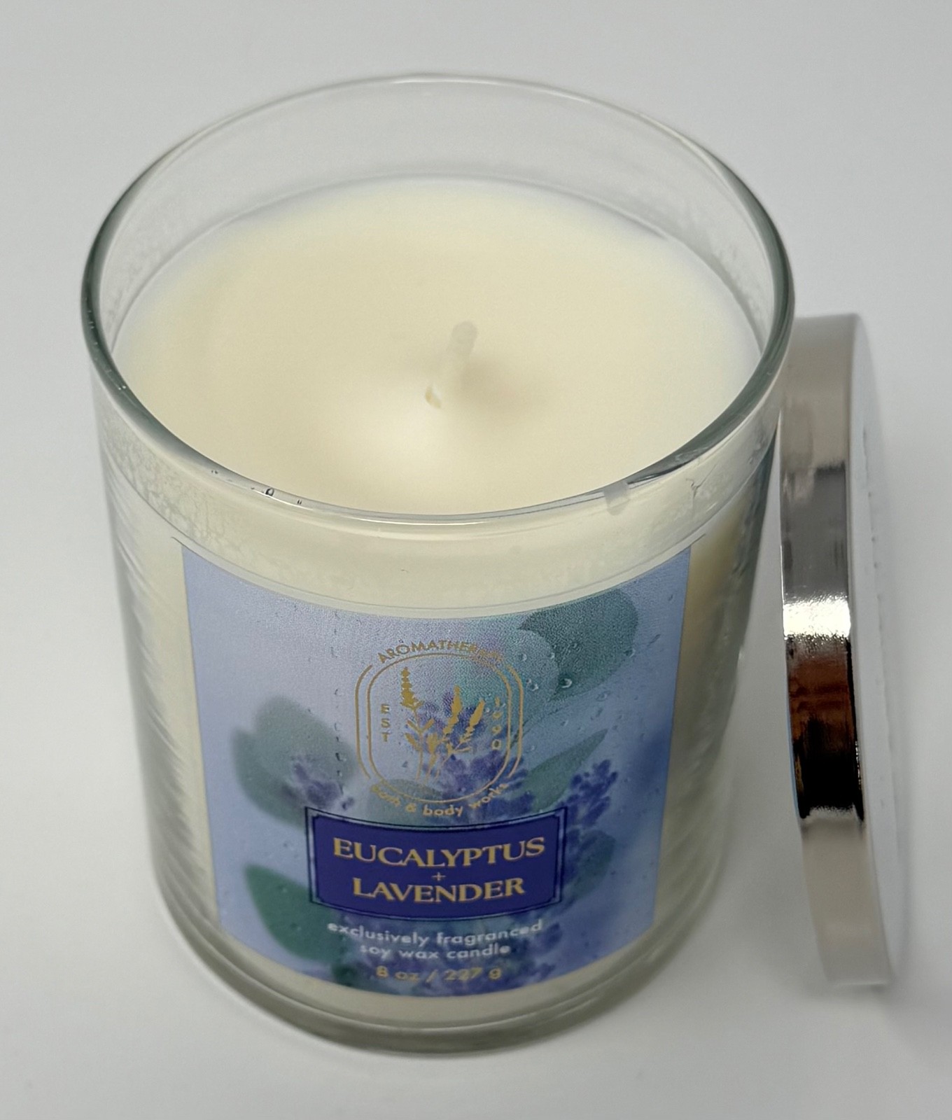 2 BATH & BODY WORKS EUCALYPTUS LAVENDER SCENTED CANDLE SINGLE WICK 8OZ SOY WAX
