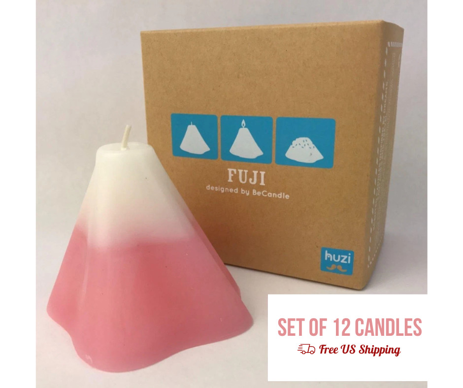 FUJI Mountain Candle Votive Pale Rose Pink Scented Art Deco Gift Set of 12