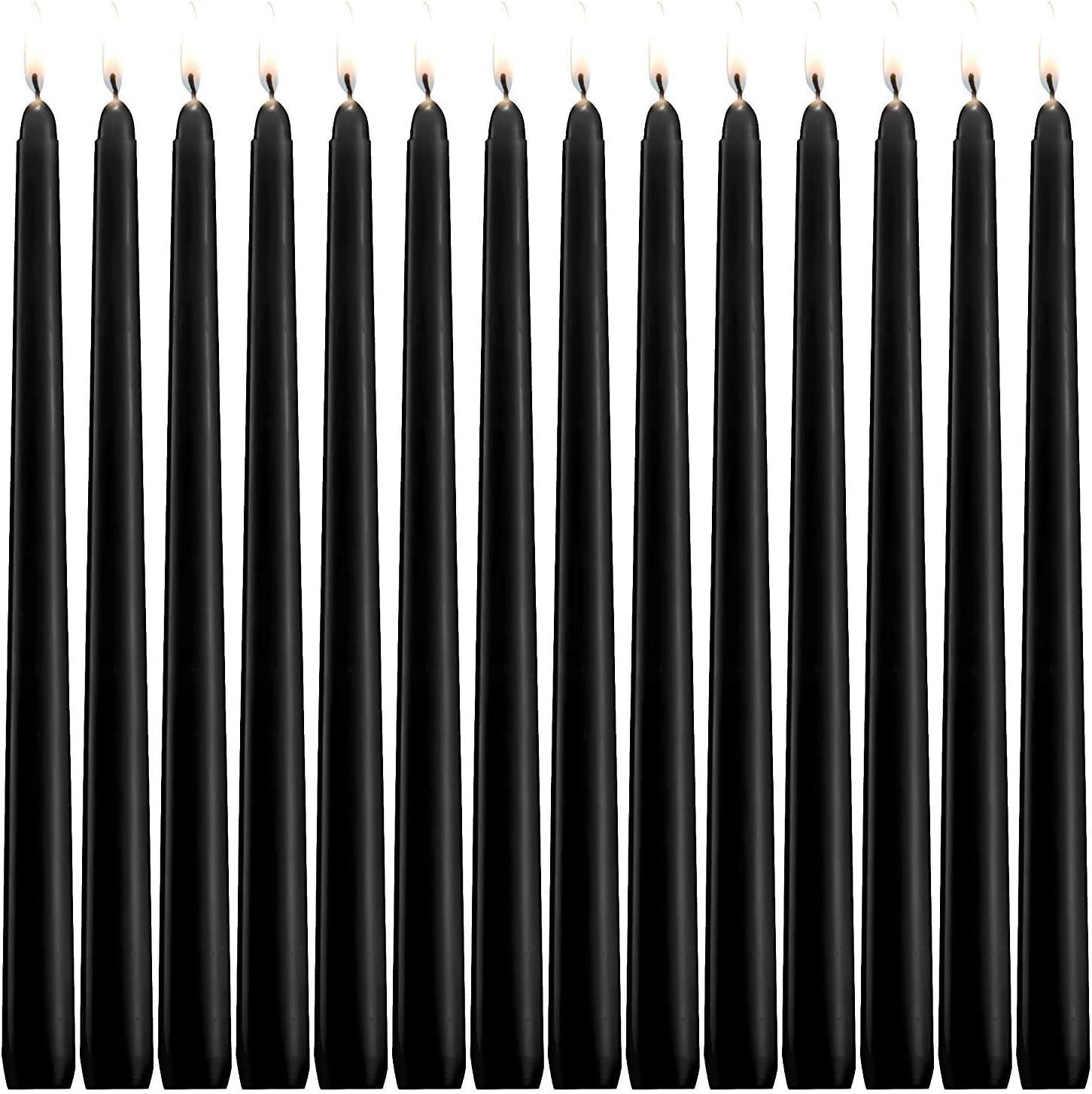 14 Unscented Black Taper Candle,10 inch Tall and 3/4 inch Thick,7.5 hrs Clean