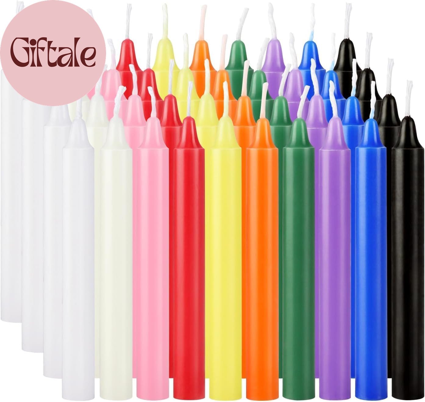 40 Pack Spell Chime Candles-4 Inch Multi-Colored Taper Candles Sticks-For Home D