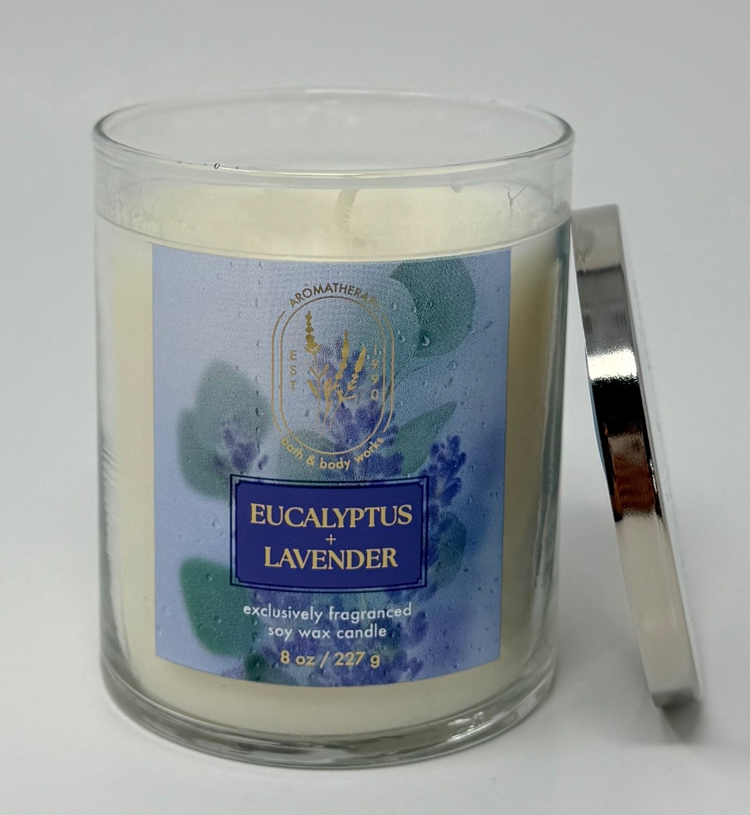 2 BATH & BODY WORKS EUCALYPTUS LAVENDER SCENTED CANDLE SINGLE WICK 8OZ SOY WAX