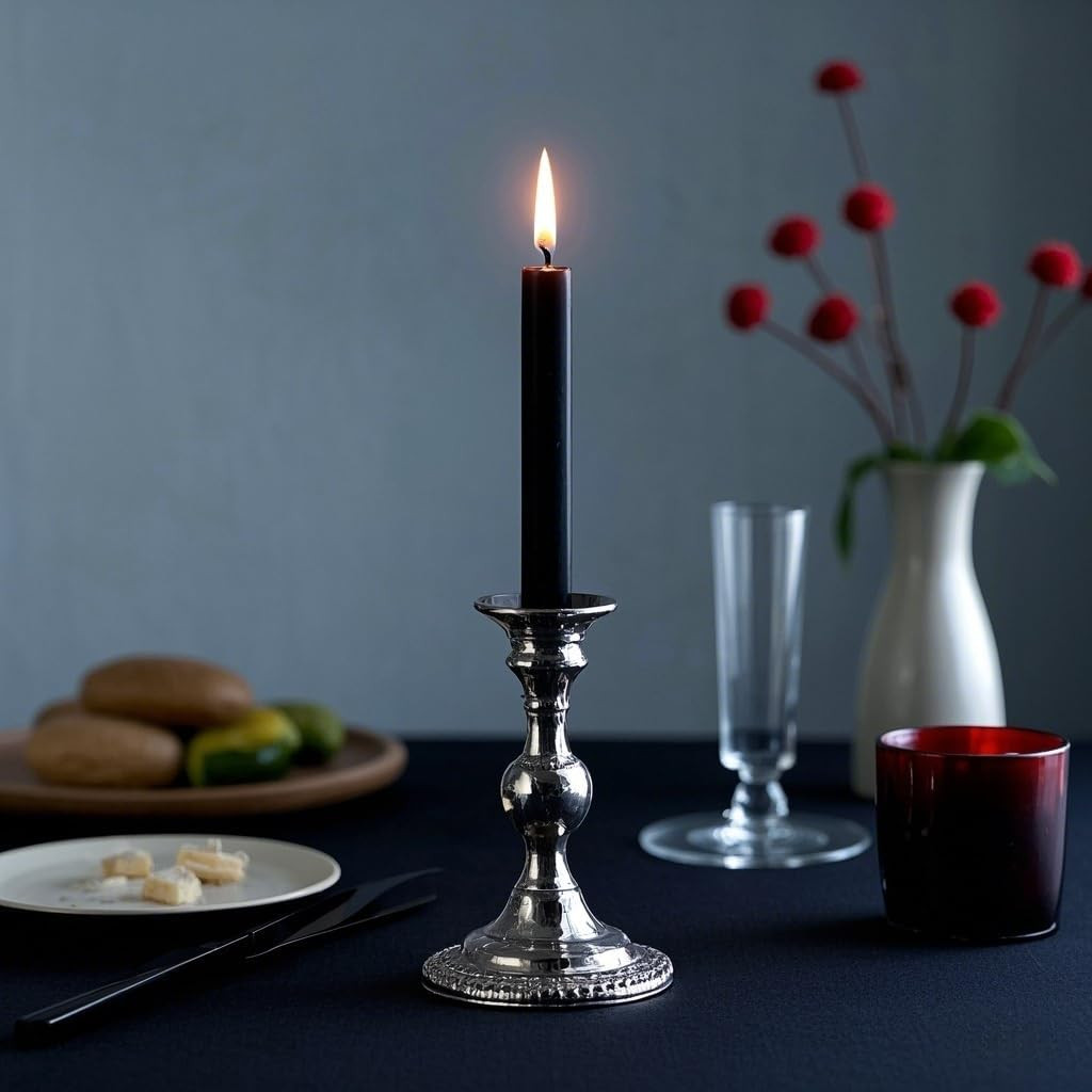 12-Pack Black Taper Candles, 10 Inch Unscented Dripless Candlesticks, Long-Lasti
