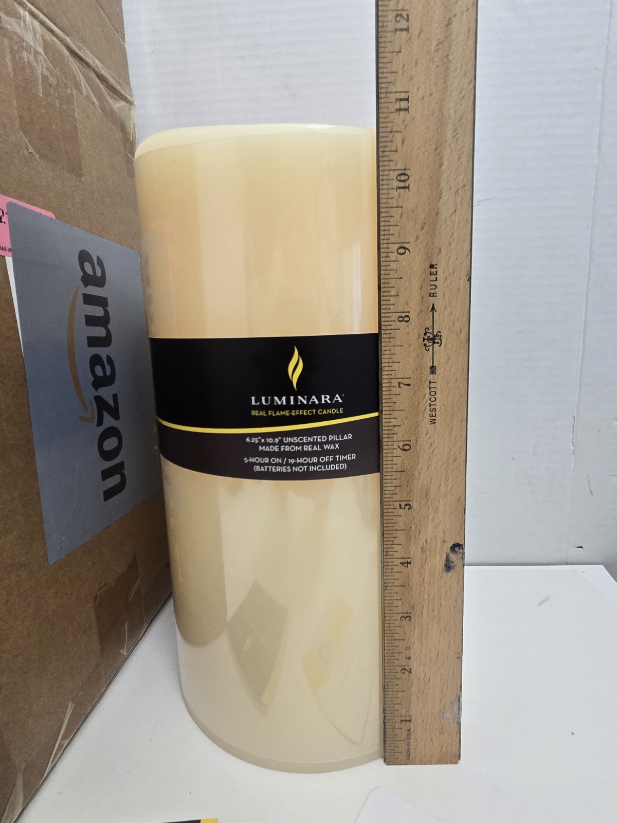 Luminara Flameless Unscented Wax Candle Moving Wick Pillar 6.25″ x 10.9″ Large